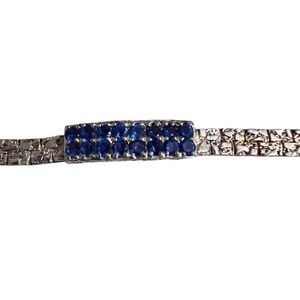 Silver Bracelet with Blue Crystal Accents
